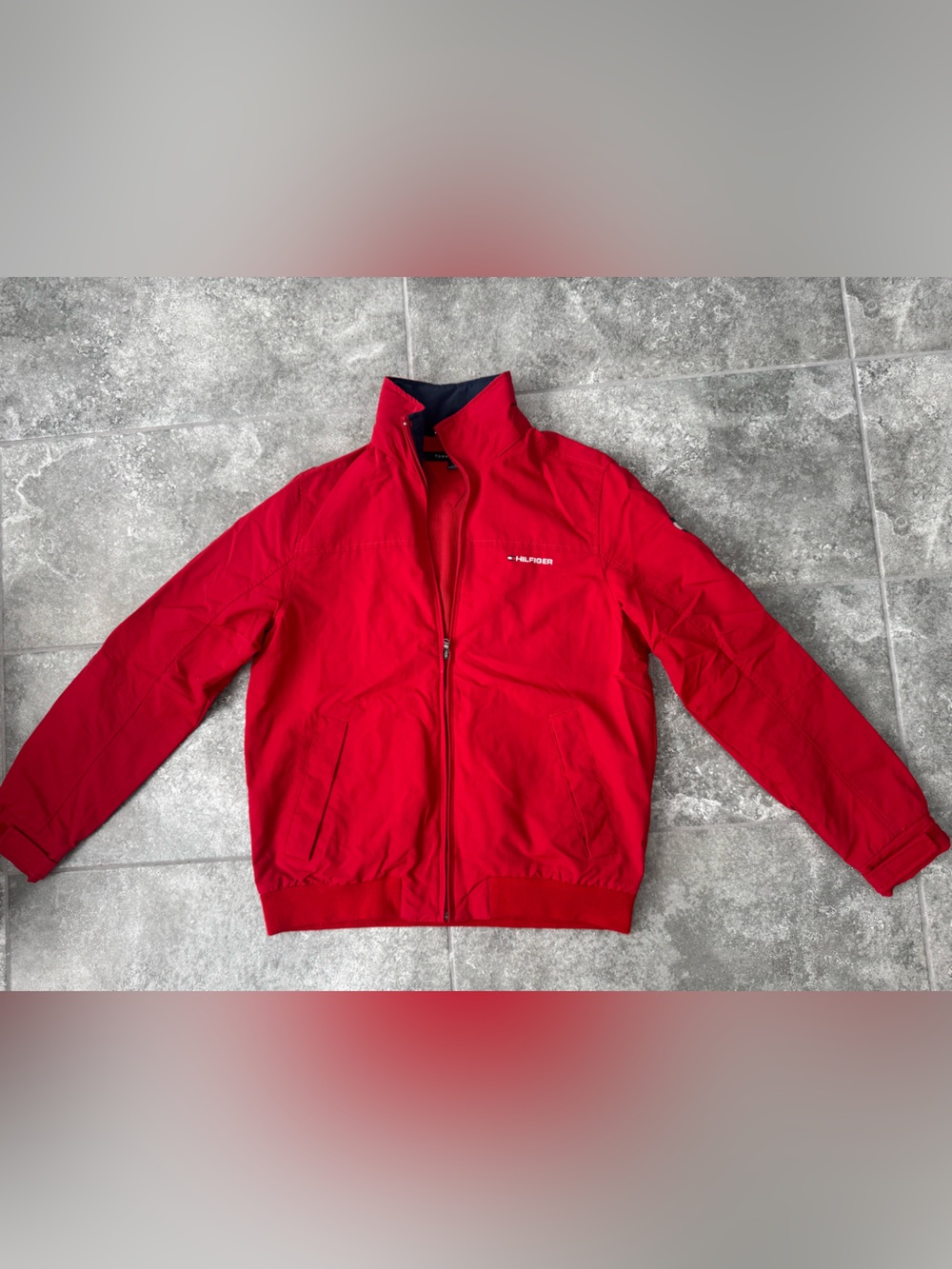 Tommy Hilfiger Red Zip Up Windbreaker Jacket men’s Small